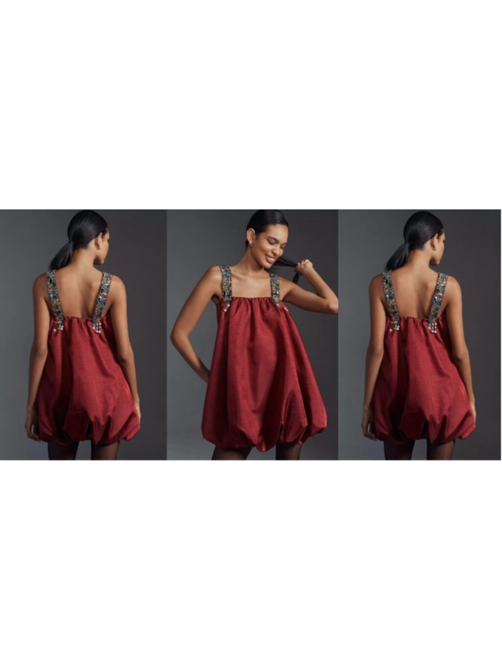 Women's Anthropologie Sunday in Brooklyn Red Embellished Mini Dress Size L